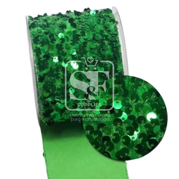 Yarda de Lentejuela Despeinada Verde