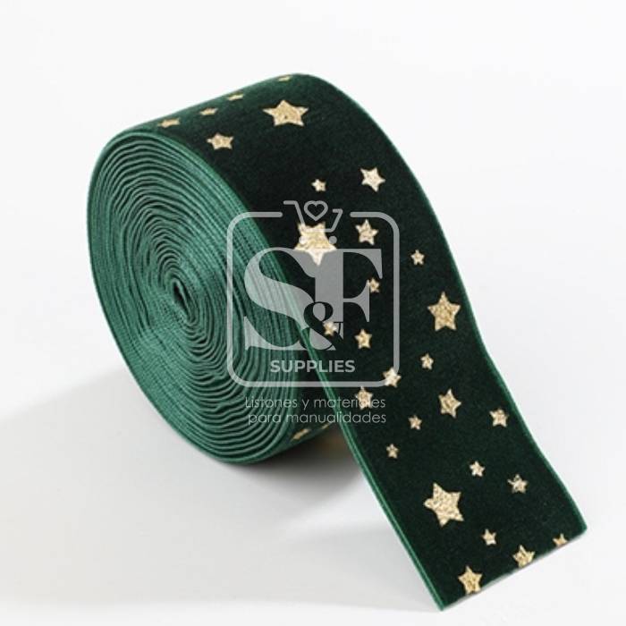 Yarda de Terciopelo 3.8cm Botella Estrellas D.