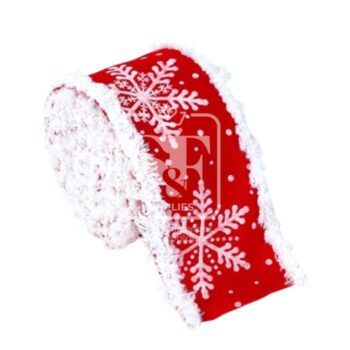 Yarda de Terciopelo 6.3cm Rojo orilla nevada COPOS