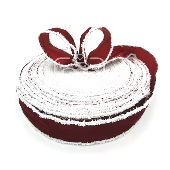 Yarda de Terciopelo 6.3cm Vino orilla nevada