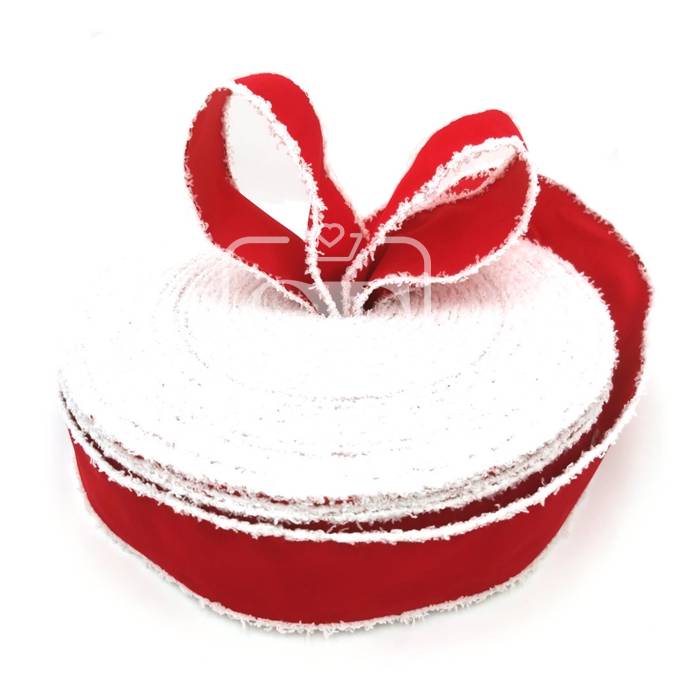 Yarda de Terciopelo 6.3cm Rojo orilla nevada