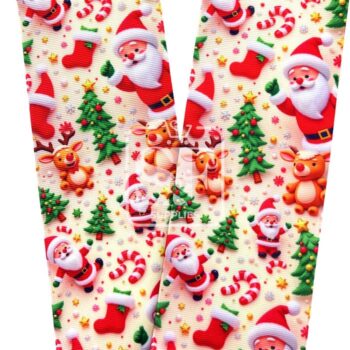 Yarda de Estampado 7.5cm Santa y Reno