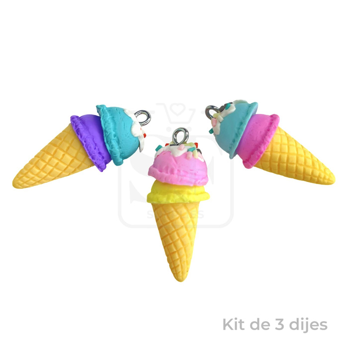 Set de 3 dijes de Helados