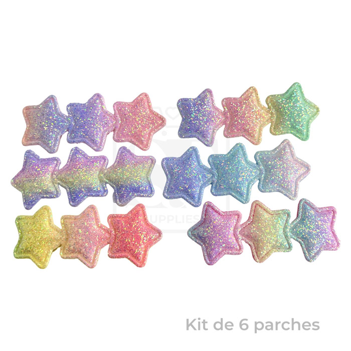 kit6parchesdeestrellasminiglitter