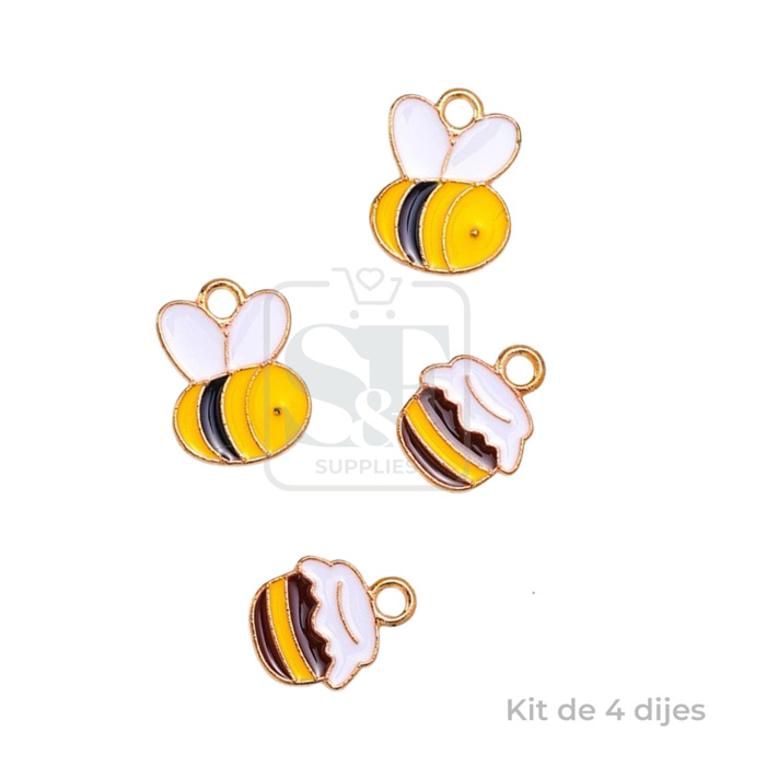 Set de 4 dijes Esmaltados de Abejita