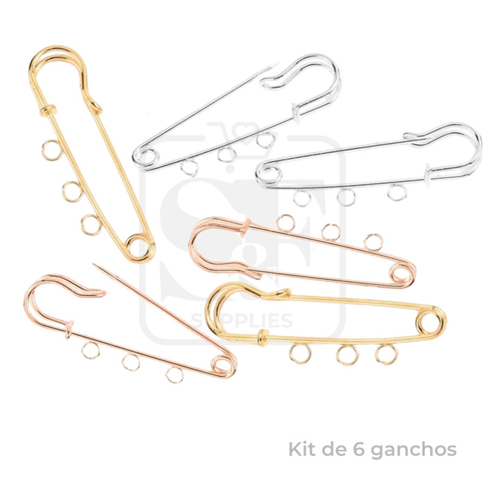 Kit de 6 Ganchos Metálicos Para Dijes