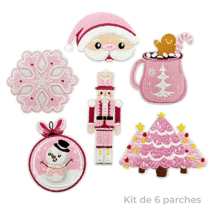 Kit de 6 Parches Térmicos Navidad Rosa