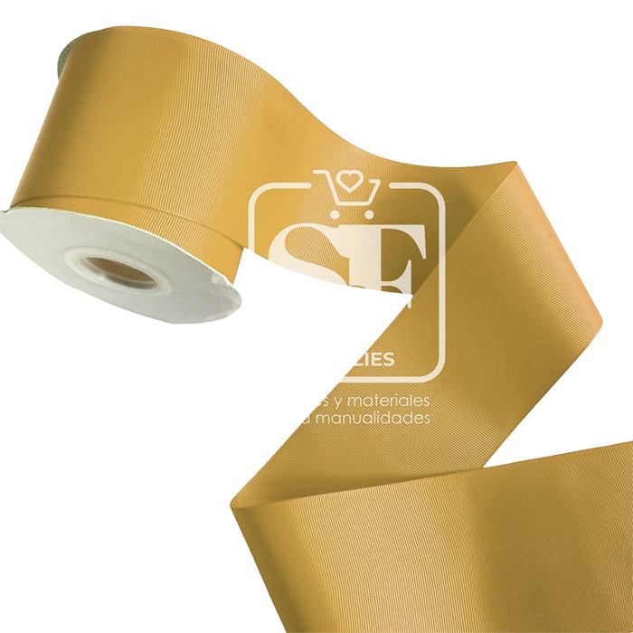 Rollo de Listón 7.5cm Acordonado Oro