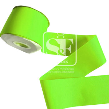Rollo de Listón 7.5cm Acordonado Verde Neón