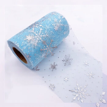 Yarda de Tul Cielo 1cm Copos Holograma Plateado