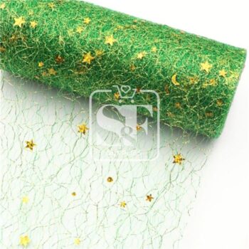 Yarda Tul de Maya Verde con Estrellas