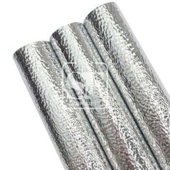 Tramo de Vinil Litchi Metálico Plateado