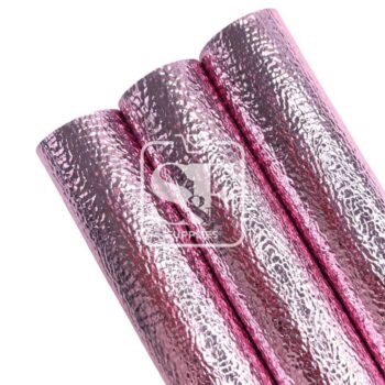 Tramo de Vinil Litchi Metálico Rosa Bebé