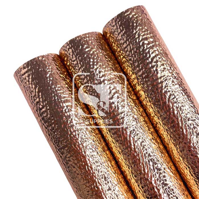 Tramo de Vinil Litchi Metálico Rose Gold