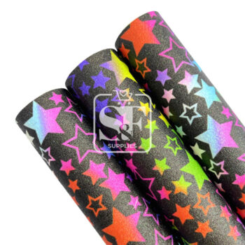 Tramo Mini Glitter Negro Estrellas Arcoiris