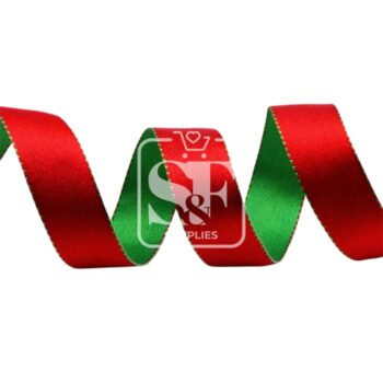 Yarda de Listón 3.8cm Satinado Rojo y Bandera Con Orilla