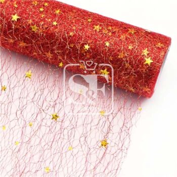 Yarda Tul de Maya Rojo con Estrellas