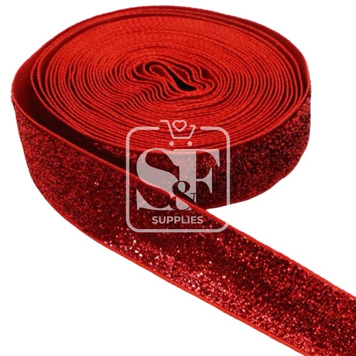 Yarda de Bies No Elástico Terciopelo Metálico Rojo