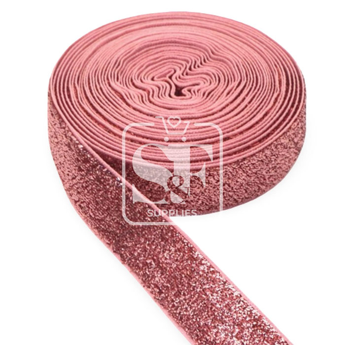 Yarda de Bies No Elástico Terciopelo Metálico Rosa