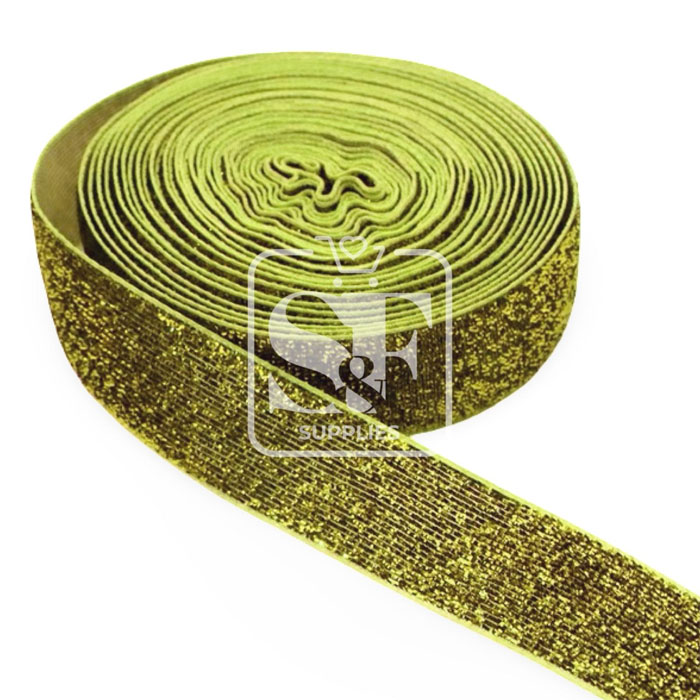 Yarda de Bies No Elástico Terciopelo Metálico Dorado