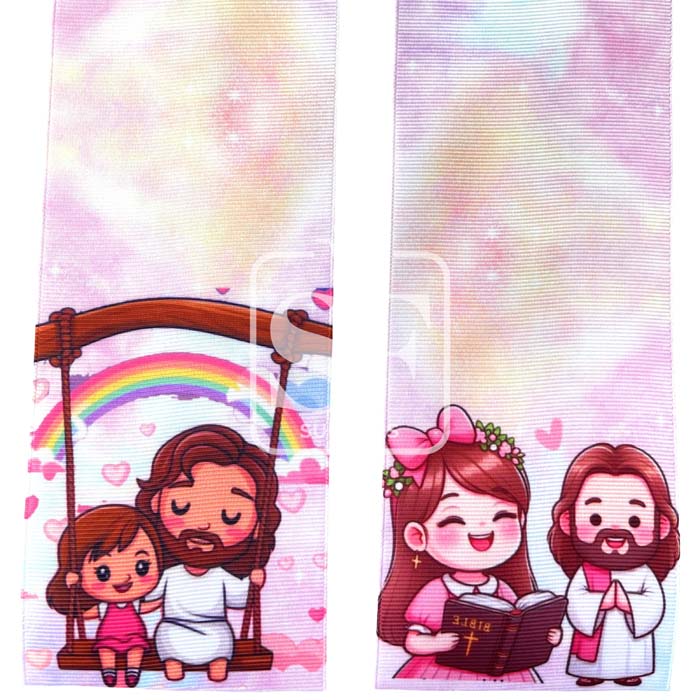 Tira de Listón 7.5cm Niña con Biblia