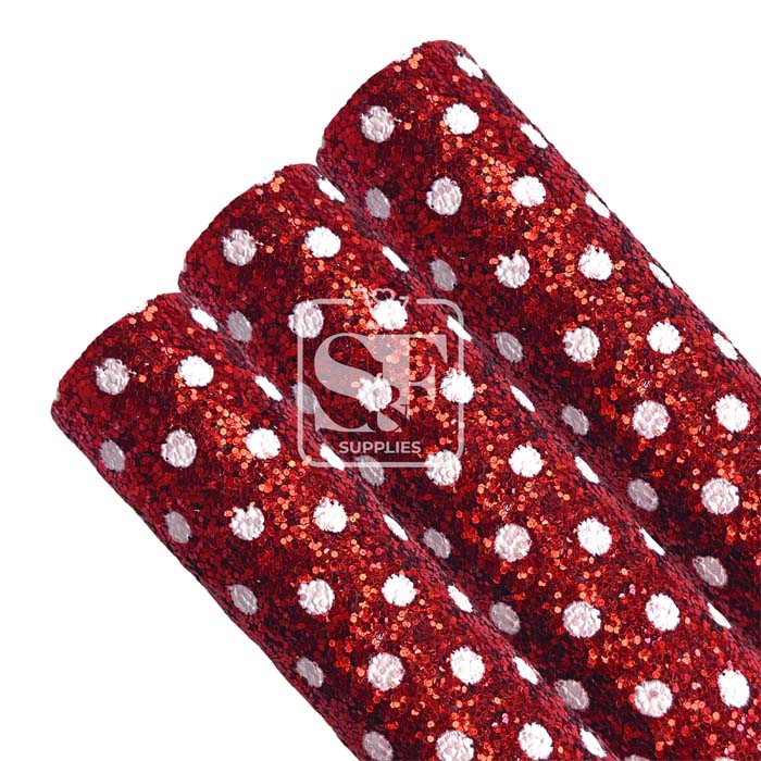 Tramo Vinil Escarchado Rojo y Puntos