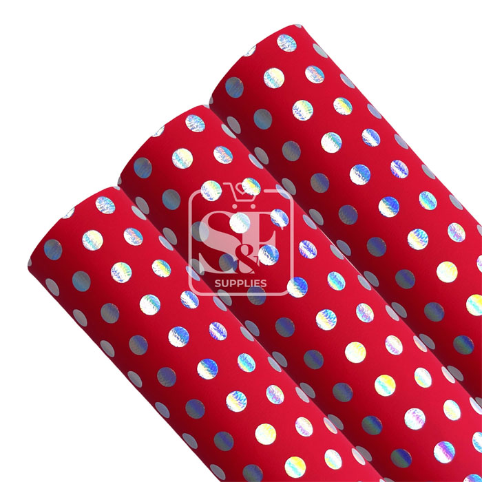 Tramo Vinil Rojo Puntos Holograma Tornasol