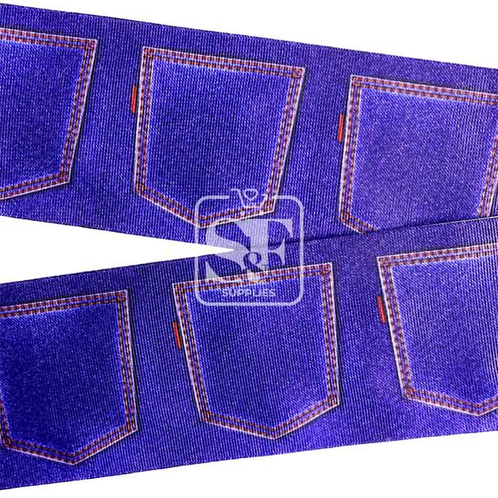 Yarda de Estampado 7.5cm Bolsos de Jeans Denim