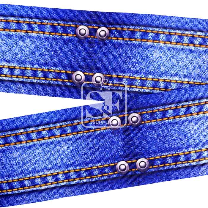 Yarda de Estampado 7.5cm Denim Vintage