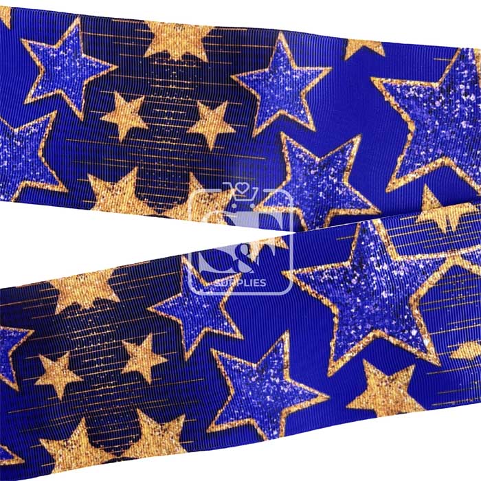 Yarda de Estampado 7.5cm Estrellas Azules