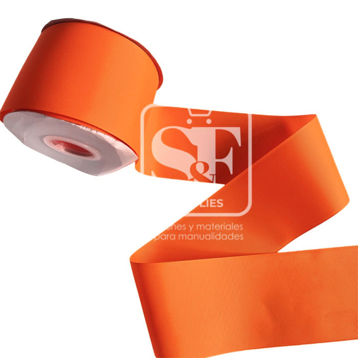 Rollo de Listón 7.5cm Acordonado Anaranjado