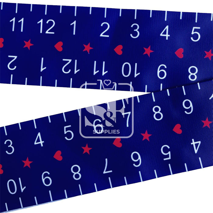 Yarda de Estampado 7.5cm Regla Azul Marino