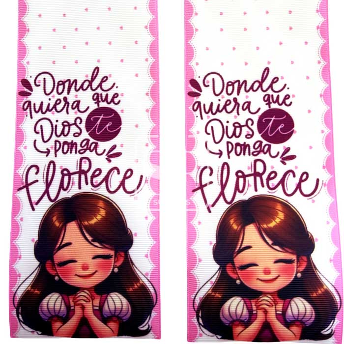 Tira de Listón 7.5cm Donde quiera que Dios te Ponga Florece