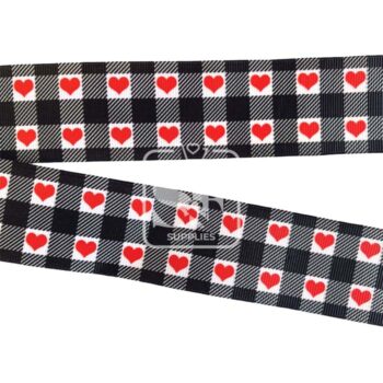 Yarda de Estampado 3.8cm Plaid Hearts