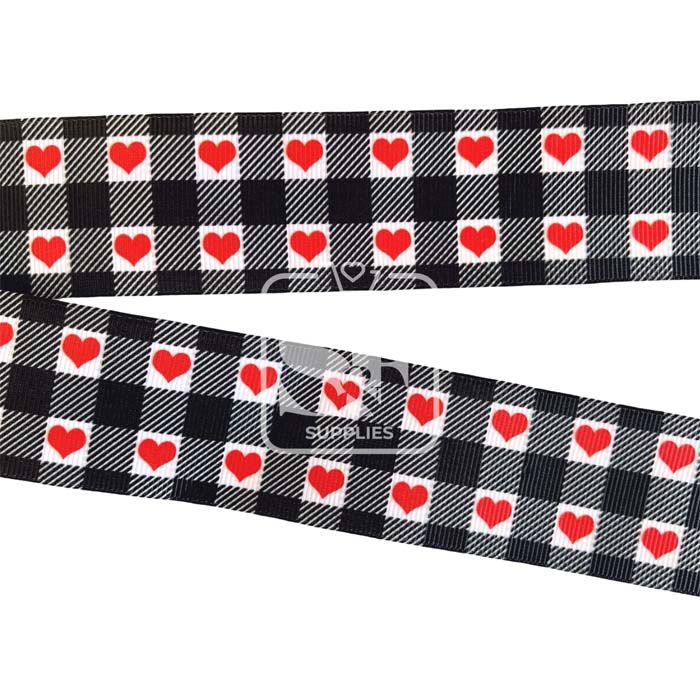 Yarda de Estampado 3.8cm Plaid Hearts
