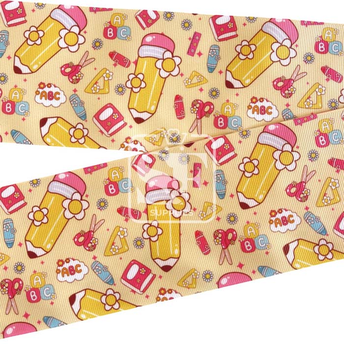 Yarda de Estampado 7.5cm Collage Escolar Amarillo