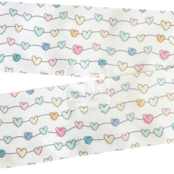 Yarda de Estampado 7.5cm Corazones Pastel