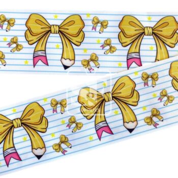 Yarda de Estampado 7.5cm Moño Lápiz Amarillo