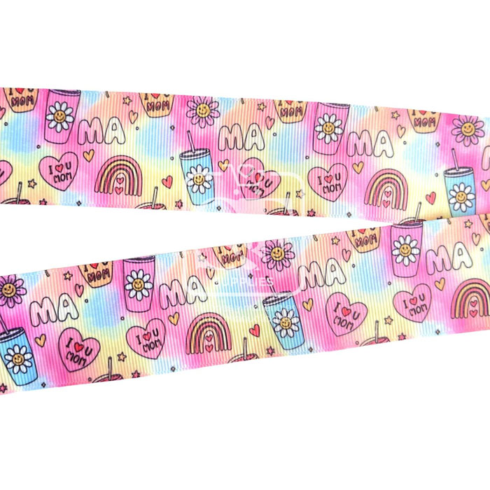Yarda de Estampado 3.8cm Ma I Love you Arcoiris