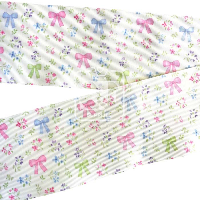 Yarda Estampado 7.5cm Moños y Florecitas