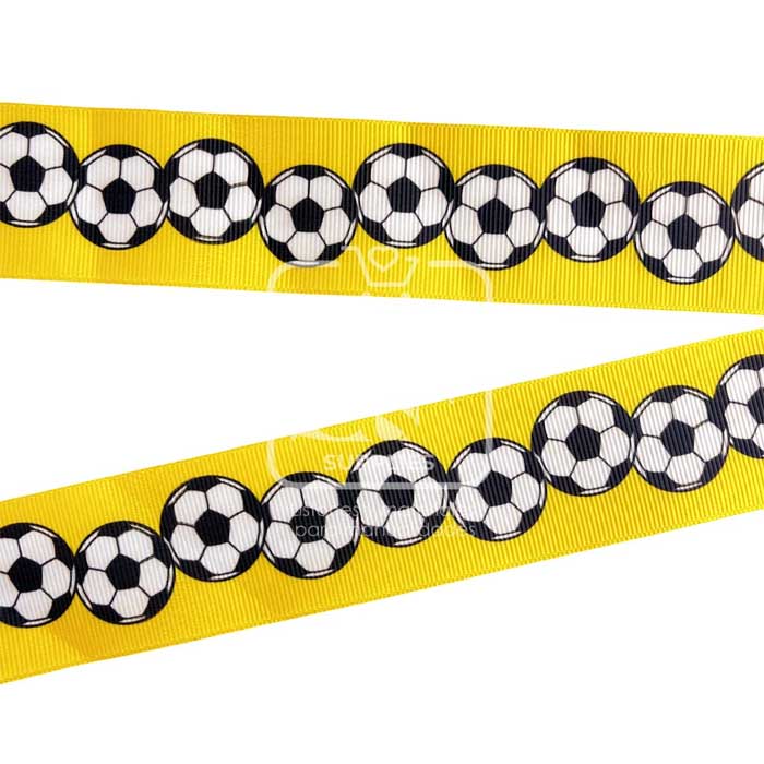 Yarda de Estampado 3.8cm Amarillo Balones de Fut