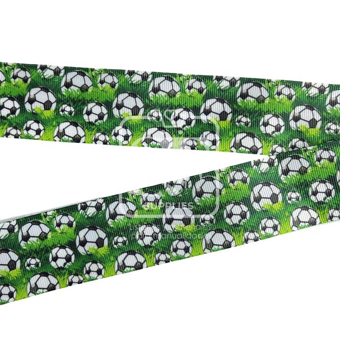 Yarda de Estampado 3.8cm Balones sobre Césped