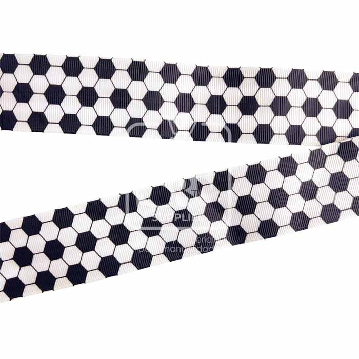 Yarda de Estampado 3.8cm Balón de Fútbol Negro