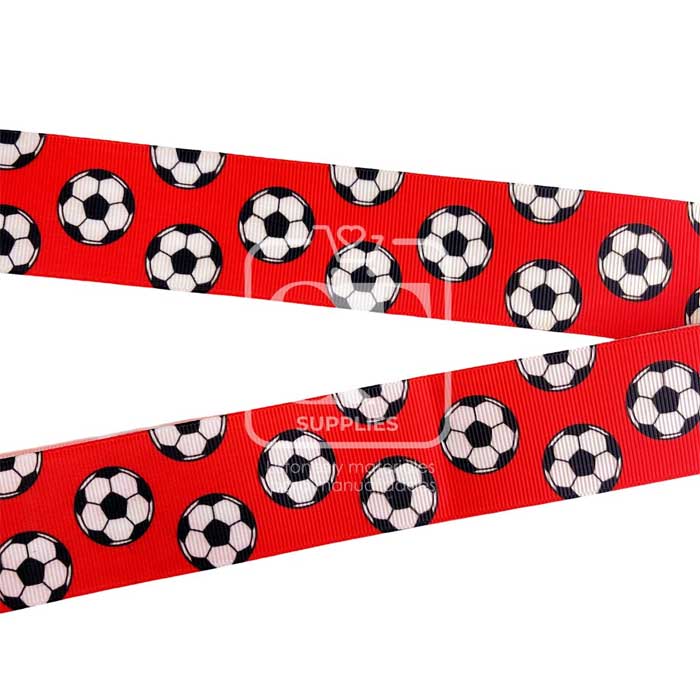 Yarda de Estampado 3.8cm Rojo Balones de Fut