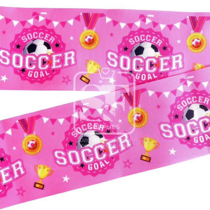 Yarda Estampado 7.5cm Soccer Girl Pink