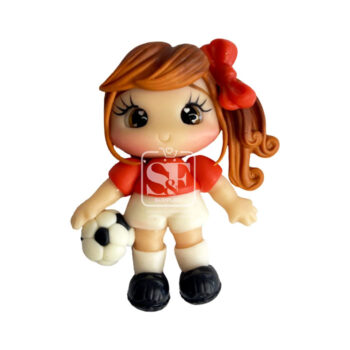 Niña con Uniforme de Fut Rojo