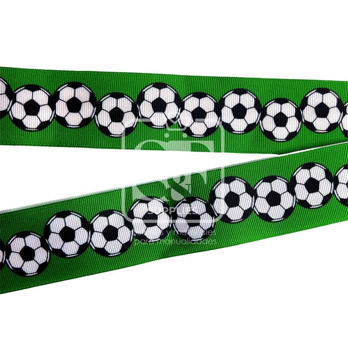 Yarda de Estampado 3.8cm Verde Balones de Fut