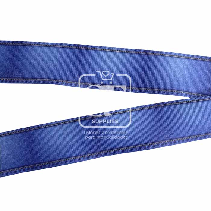 Yarda de Estampado 3.8cm Denim Oscuro